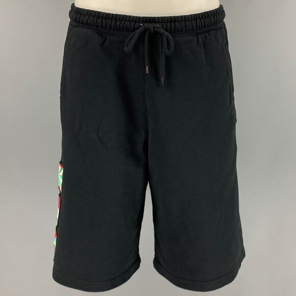 MARCELO BURLON Other - MARCELO BURLON Size S Black Multi-Color Applique Cotton Drawstring Shorts
